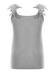 Summer U-neck solid color lace top vest - 808Lush
