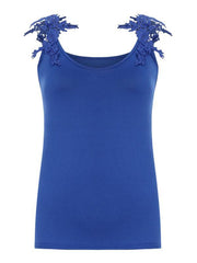 Summer U-neck solid color lace top vest - 808Lush