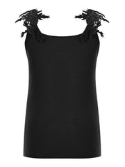 Summer U-neck solid color lace top vest - 808Lush