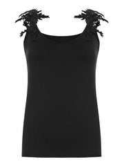 Summer U-neck solid color lace top vest - 808Lush