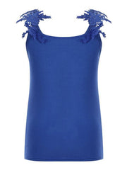 Summer U-neck solid color lace top vest - 808Lush