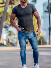 Men V-neck sports fitness breathable - 808Lush