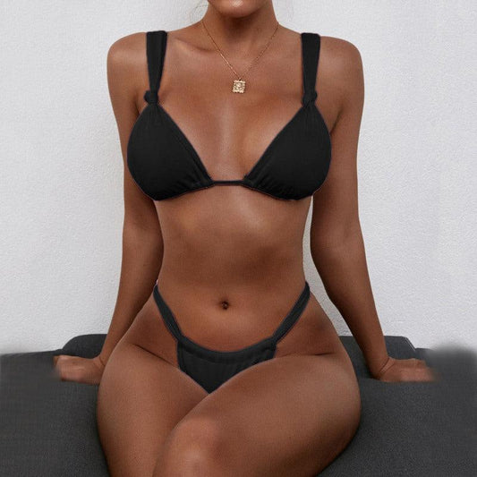 Swimsuit Bikini Strap Knotted Swimwear Solid Color Swimsuit - 808Lush