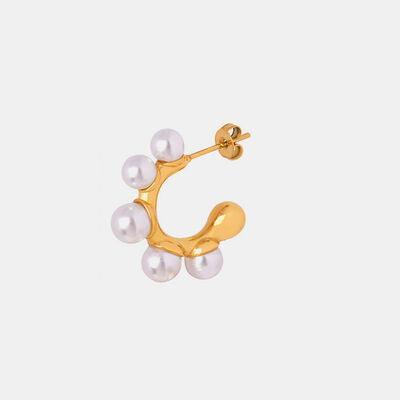 Synthetic Pearl 18K Gold-Plated Earrings - 808Lush