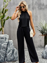 Temperament Commuter Glossy Fabric Trousers Two-piece Set - 808Lush