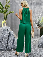 Temperament Commuter Glossy Fabric Trousers Two-piece Set - 808Lush