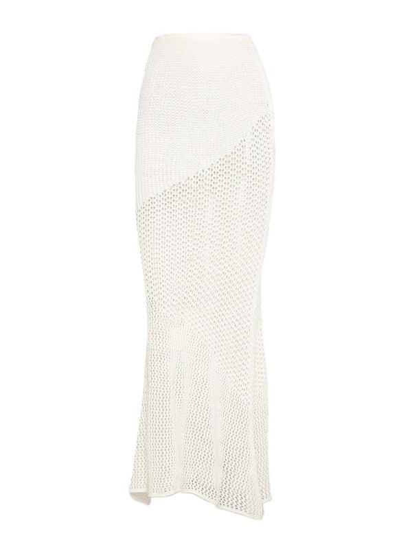 Tie long sleeve hip-hugging casual knitted maxi skirt suit - 808Lush