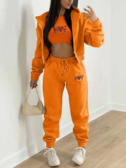 Valentine's Day Christmas love wine glass printed hooded sports and leisure suit (three-piece set) - 808Lush