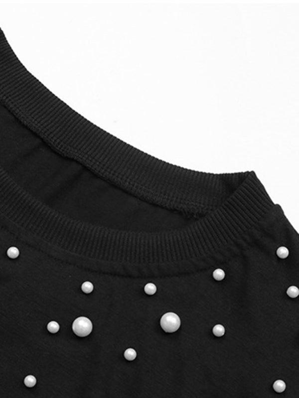 Vintage Top Beaded Long Sleeve Black Knit Sweater - 808Lush