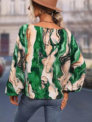 Women's Alphabet Print One Shoulder Loose Balloon Sleeve Top - 808Lush