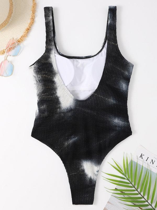 Women's Candy Color Fluorescent Pleated Fabric One-Piece Swimsuit - 808Lush
