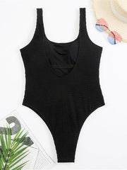 Women's Candy Color Fluorescent Pleated Fabric One-Piece Swimsuit - 808Lush