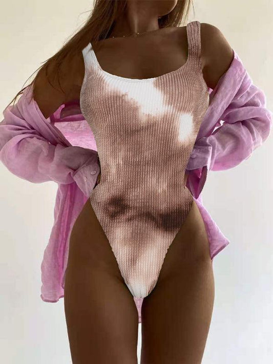 Women's Candy Color Fluorescent Pleated Fabric One-Piece Swimsuit - 808Lush