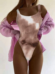 Women's Candy Color Fluorescent Pleated Fabric One-Piece Swimsuit - 808Lush