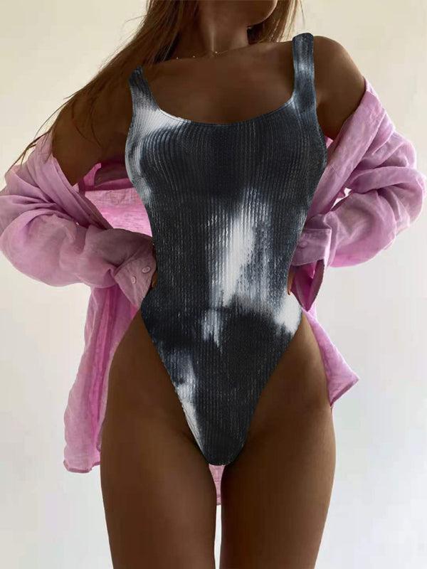 Women's Candy Color Fluorescent Pleated Fabric One-Piece Swimsuit - 808Lush