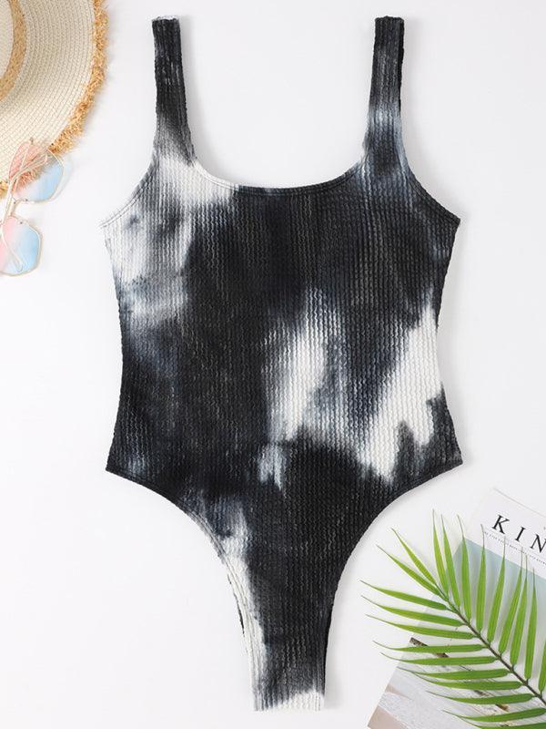 Women's Candy Color Fluorescent Pleated Fabric One-Piece Swimsuit - 808Lush