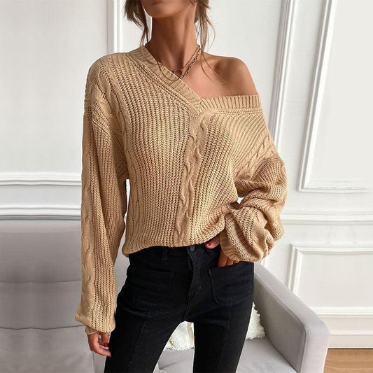 Women's Casual Long Sleeve Solid Color Loose Sweater - 808Lush