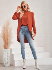 Women's Casual Solid Color Half Turtleneck Long Sleeves Fake Two Piece Shirt - 808Lush