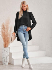 Women's Casual Solid Color Half Turtleneck Long Sleeves Fake Two Piece Shirt - 808Lush