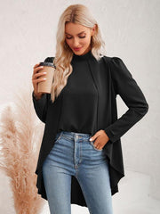 Women's Casual Solid Color Half Turtleneck Long Sleeves Fake Two Piece Shirt - 808Lush