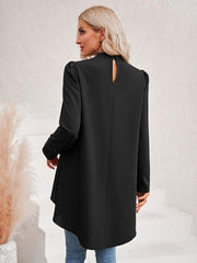 Women's Casual Solid Color Half Turtleneck Long Sleeves Fake Two Piece Shirt - 808Lush