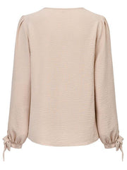 Women's Casual V Neck Long Sleeve Solid Color Slim Top - 808Lush