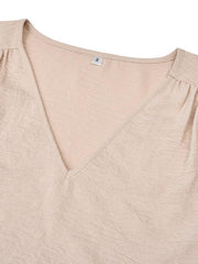 Women's Casual V Neck Long Sleeve Solid Color Slim Top - 808Lush