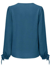 Women's Casual V Neck Long Sleeve Solid Color Slim Top - 808Lush