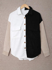 Women's Contrast Color Shirt Style Single Breasted Casual Jacket Top - 808Lush