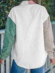 Women's Contrast Color Shirt Style Single Breasted Casual Jacket Top - 808Lush