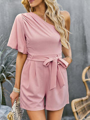 Women's Elegant Solid Color One Shoulder Rompers - 808Lush