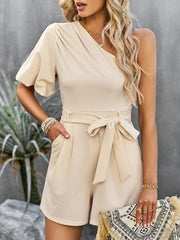 Women's Elegant Solid Color One Shoulder Rompers - 808Lush