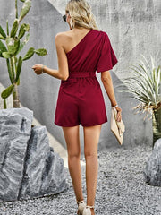 Women's Elegant Solid Color One Shoulder Rompers - 808Lush