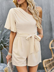Women's Elegant Solid Color One Shoulder Rompers - 808Lush