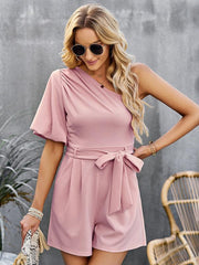 Women's Elegant Solid Color One Shoulder Rompers - 808Lush