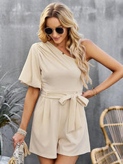 Women's Elegant Solid Color One Shoulder Rompers - 808Lush