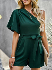Women's Elegant Solid Color One Shoulder Rompers - 808Lush