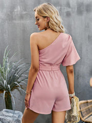 Women's Elegant Solid Color One Shoulder Rompers - 808Lush