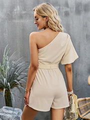 Women's Elegant Solid Color One Shoulder Rompers - 808Lush