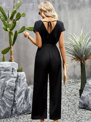 Women's Elegant Solid Color V Neck Jumpsuit - 808Lush