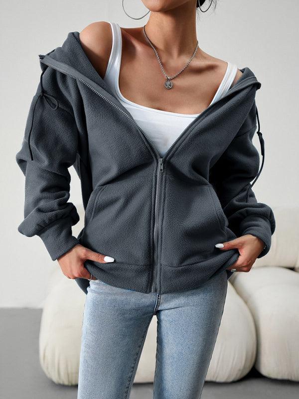 Women's Fashion Casual Loose Casual Sweater Cardigan Hooded Jacket - 808Lush