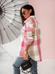 Women's Fashion Color Plaid Shirt Brushed Wool Jacket - 808Lush