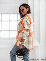 Women's Fashion Color Plaid Shirt Brushed Wool Jacket - 808Lush