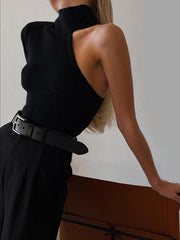 Women's Fashion One Shoulder Long Sleeve Round Neck Slim Fit Solid Color bodysuit - 808Lush