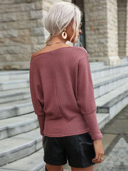 Women's Fashion Solid Color Long Sleeve Off Shoulder Knit Sweater - 808Lush