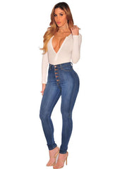 Women's Fashion Versatile High Waist High Elastic Hip Lift Jeans - 808Lush