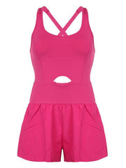 Women's Hollow Cross Loose Fitness Wear Tank Top Jumpsuit - 808Lush