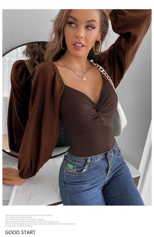 Women's Kink V-Neck Long Sleeve Bodysuit - 808Lush