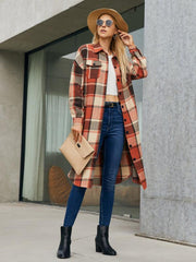 Women's Leopard Plaid Print Plush Stitching Contrast Color Warm Long Sleeve Jacket - 808Lush