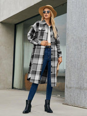 Women's Leopard Plaid Print Plush Stitching Contrast Color Warm Long Sleeve Jacket - 808Lush
